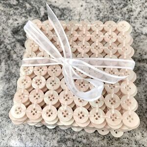 10
pearl button 4” x 4” square coasters new unique luxe accessory for your home